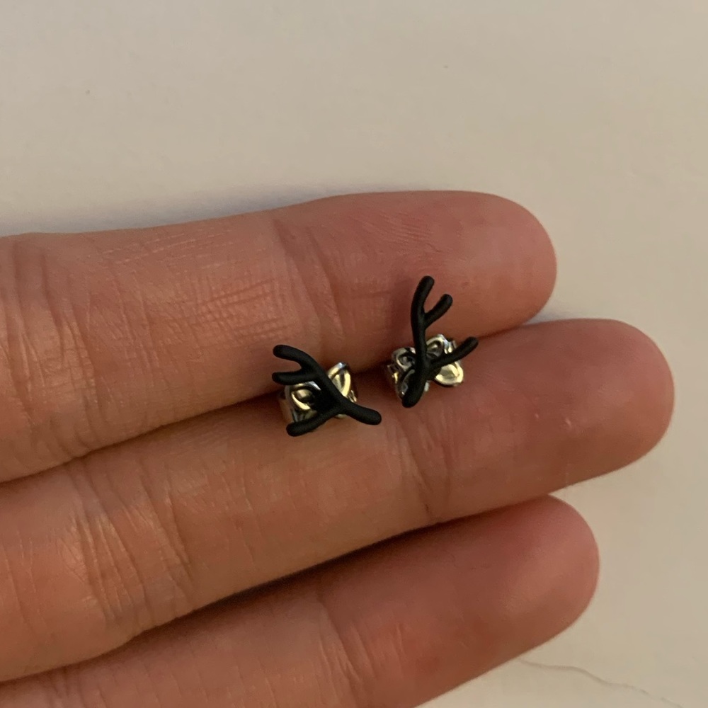 Black silicon antler earrings